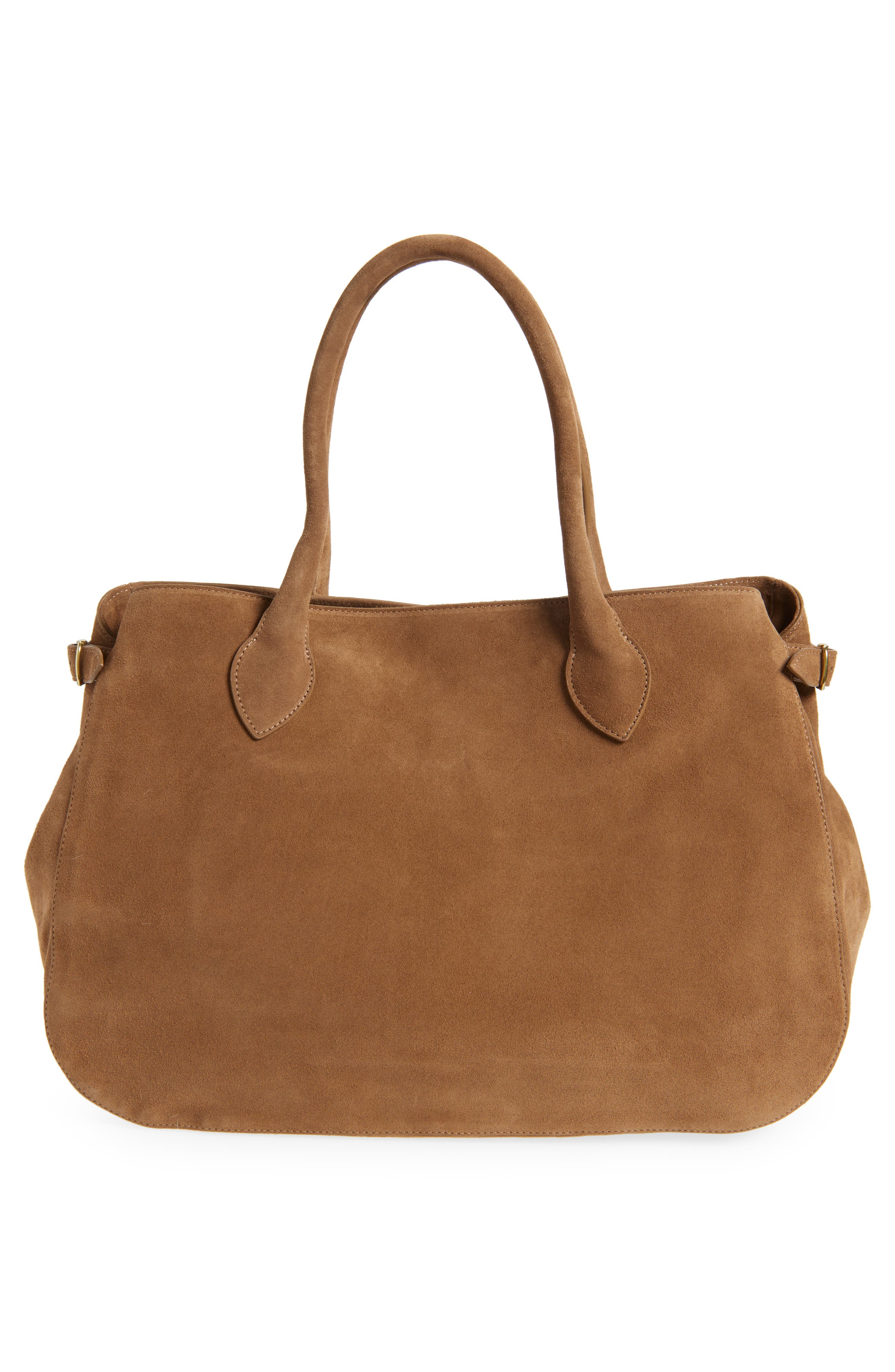 Reformation Large Patrizia Suede Satchel, Alternate, color, Farro Suede