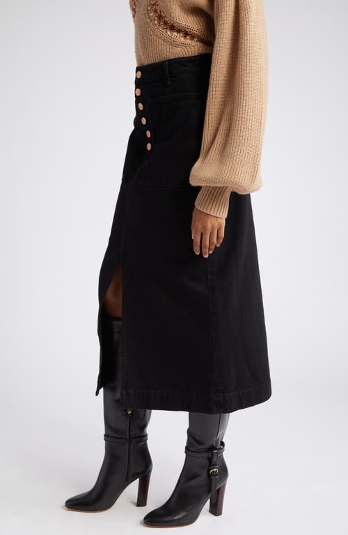 Ulla Johnson The Bea Denim Midi Skirt In Noir Wash