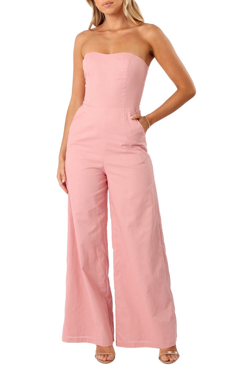 Petal & Pup Daisy Strapless Wide Leg Jumpsuit, Main, color, 
