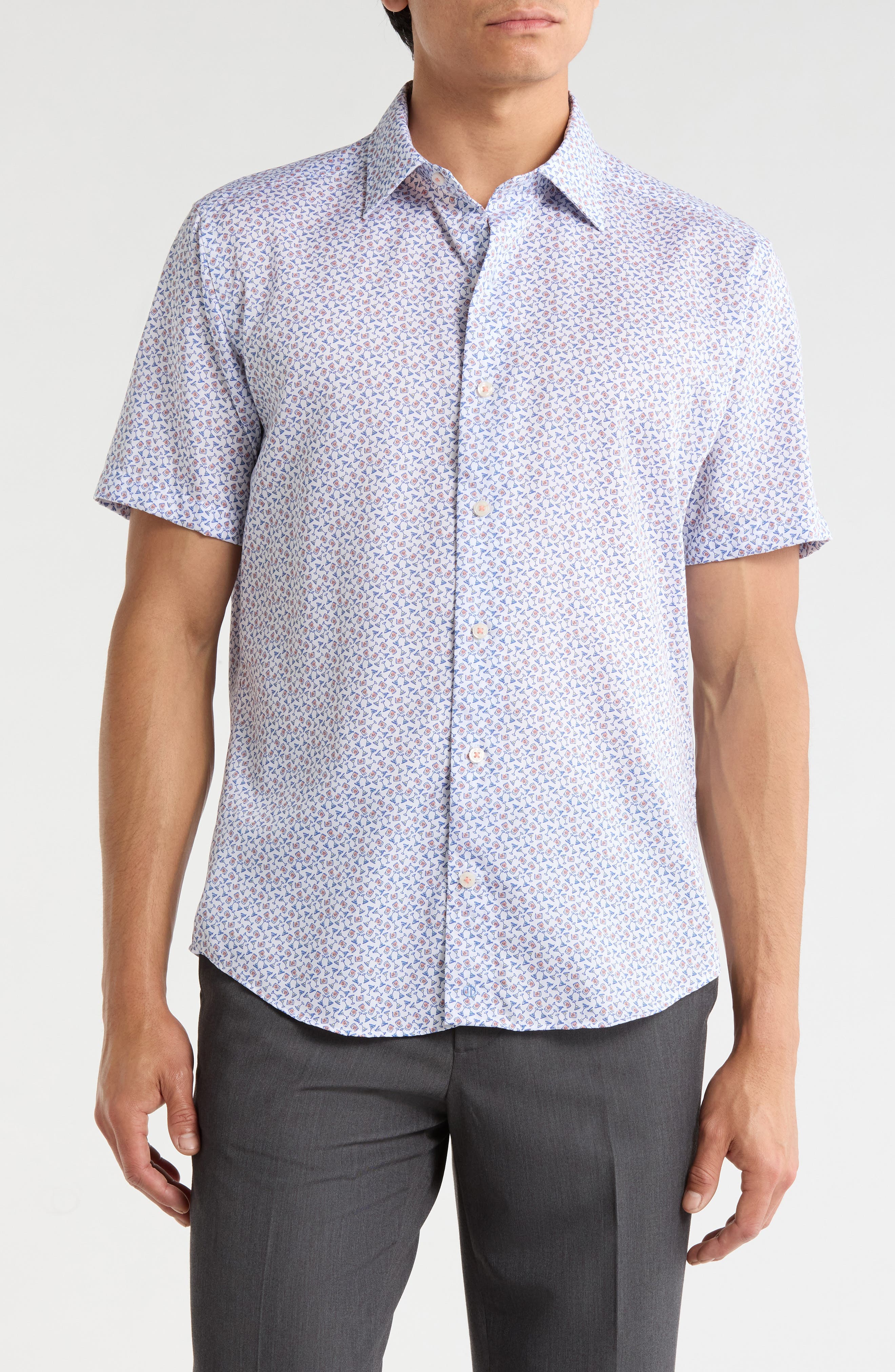 David Donahue Casual Short Sleeve Button-Up Shirt