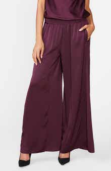 Satin Godet Wide Leg Pants