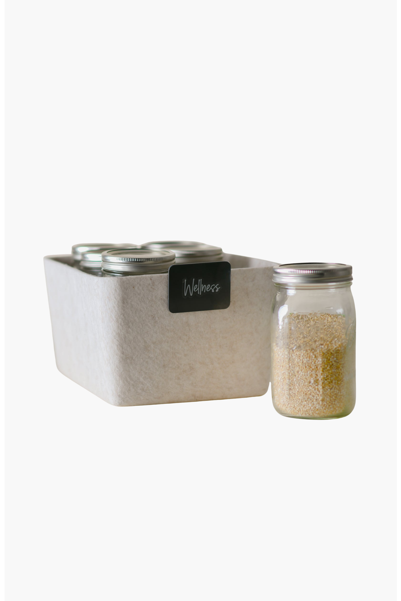 The Sculpted Bin - Wide, Alternate, color, Stone - Set of 3