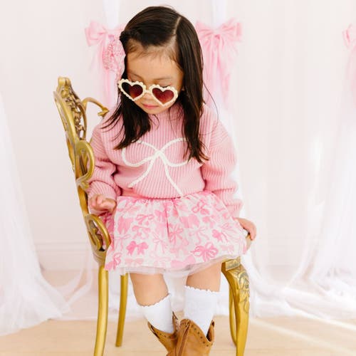 Sweet Wink Bow Yarn Knit Sweater In Pink