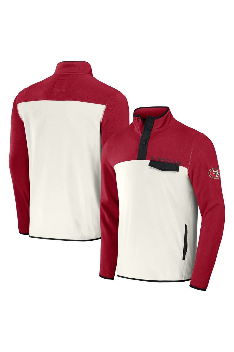 Men's NFL x Darius Rucker Collection by Fanatics Scarlet/Cream San Francisco 49ers Micro Fleece Quarter-Snap Jacket, Main, color, Scarlet
