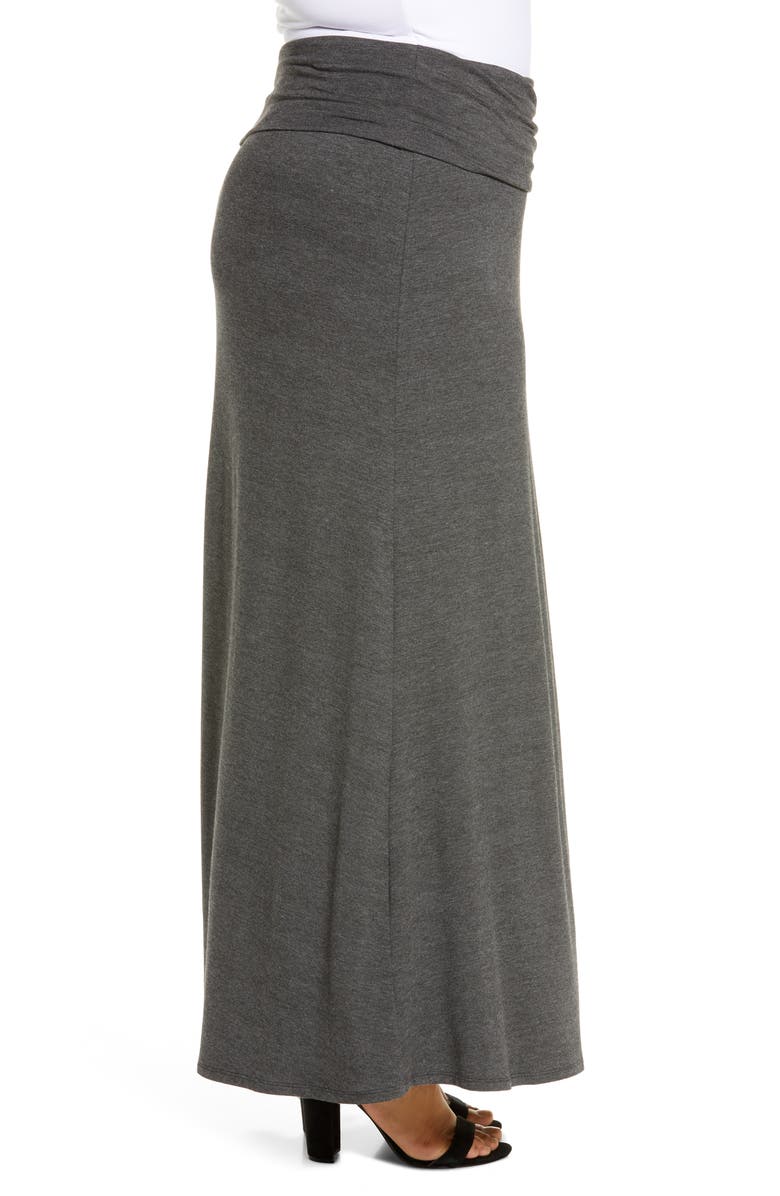 Loveappella Fold Over Maxi Skirt, Alternate, color, Charcoal