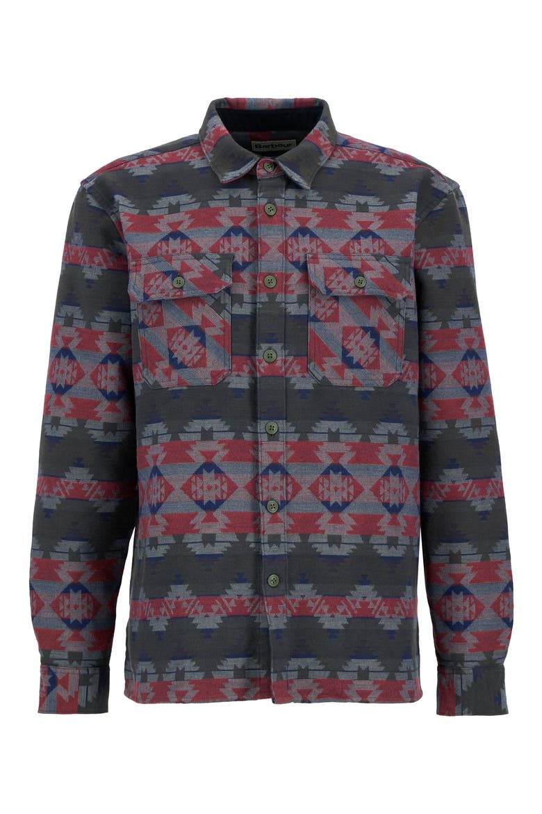 Greatend Relaxed Geometric Jacquard Shirt, Alternate, color, OLIVE