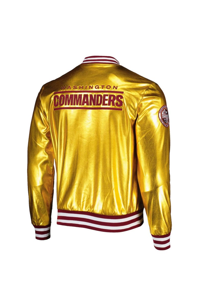 THE WILD COLLECTIVE Men's The Wild Collective Gold Washington Commanders Metallic Bomber Full-Snap Jacket, Alternate, color, Gold