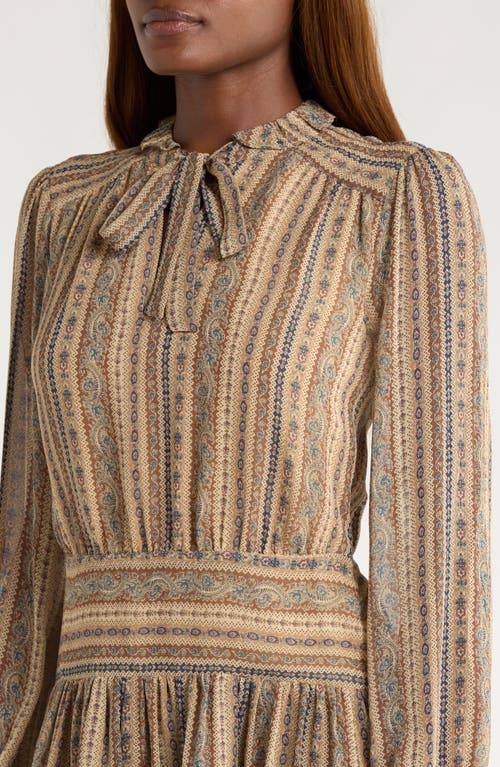 Paige Nantes Mixed Print Long Sleeve Silk Chiffon Dress In Neutral