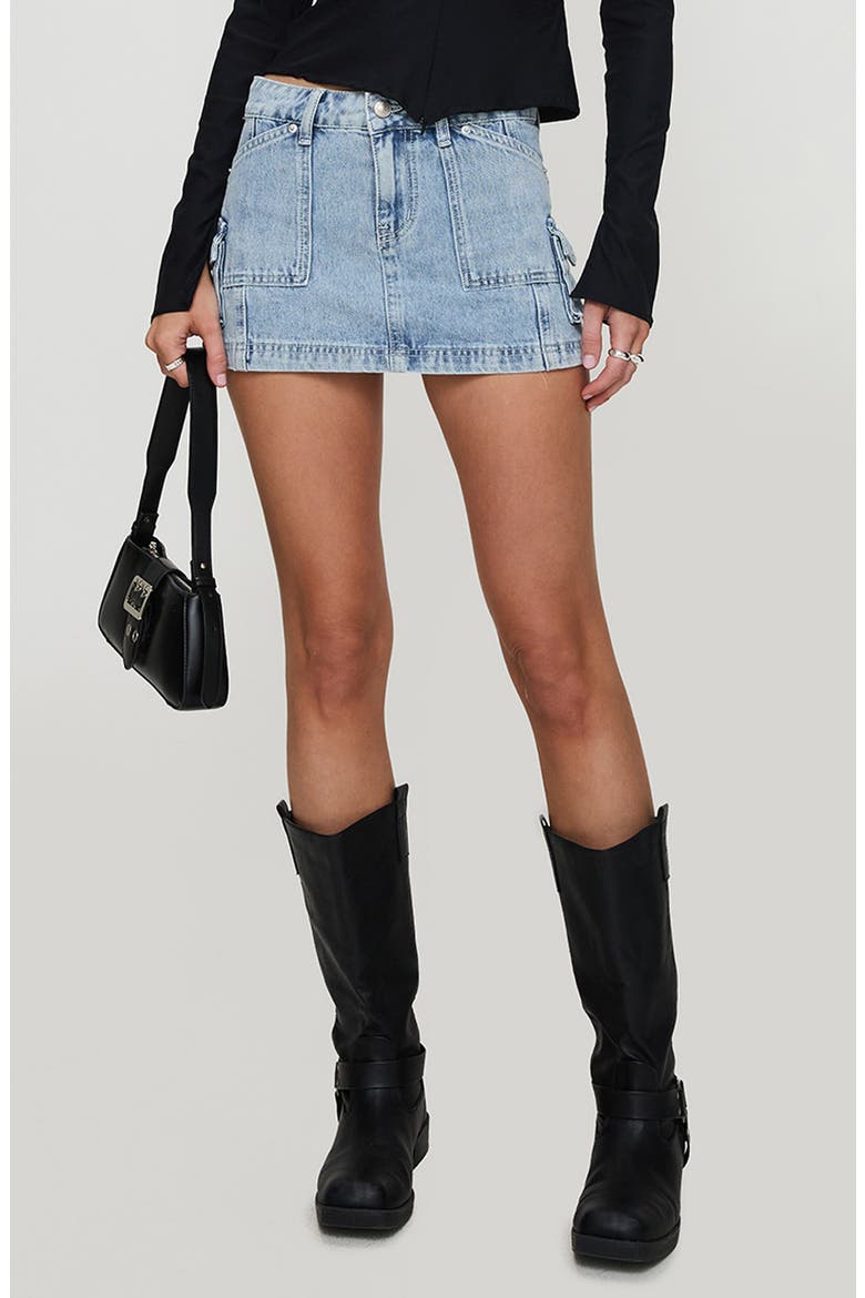 Pacific Coast Mid Rise Denim Cargo Skirt, Main, color, LIGHT WASH