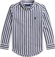 Polo Ralph Lauren Kids' Striped Poplin Long Sleeve Button Down Shirt
