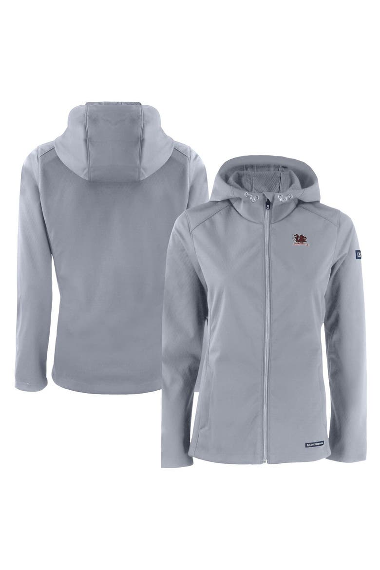 Women's Cutter & Buck  Gray South Carolina Gamecocks Evoke Eco Softshell Recycled Full-Zip Hooded Jacket, Main, color, Gray