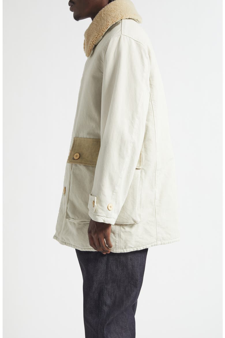 Winfield Field Coat with Genuine Shearling Collar, Alternate, color, OFF WHITE