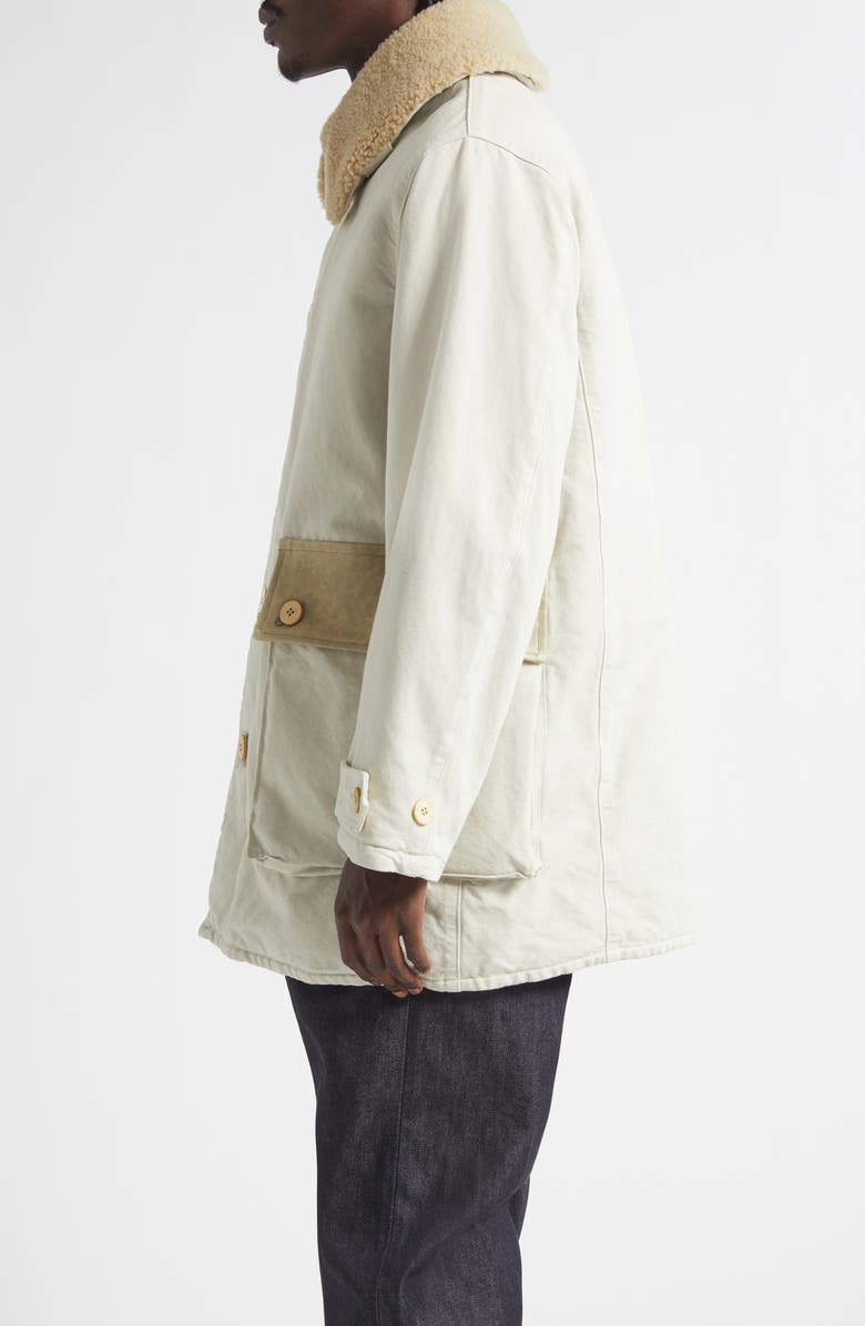 VISVIM Winfield Field Coat with Genuine Shearling Collar, Alternate, color, Off White