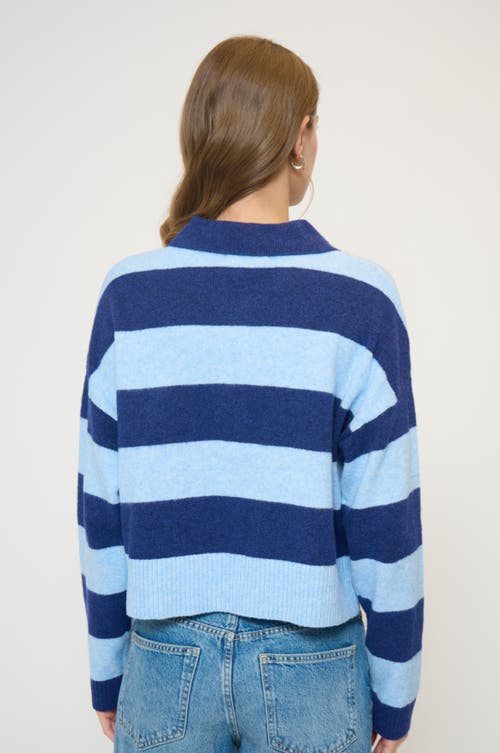 Central Park West Wyatt Striped Rugby Sweater In Blue