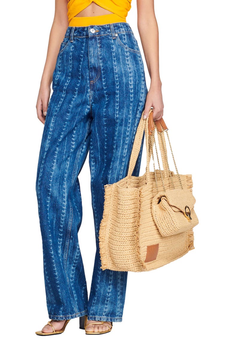 SANDRO Gill Stripe Wide Leg Jeans, Alternate, color, 