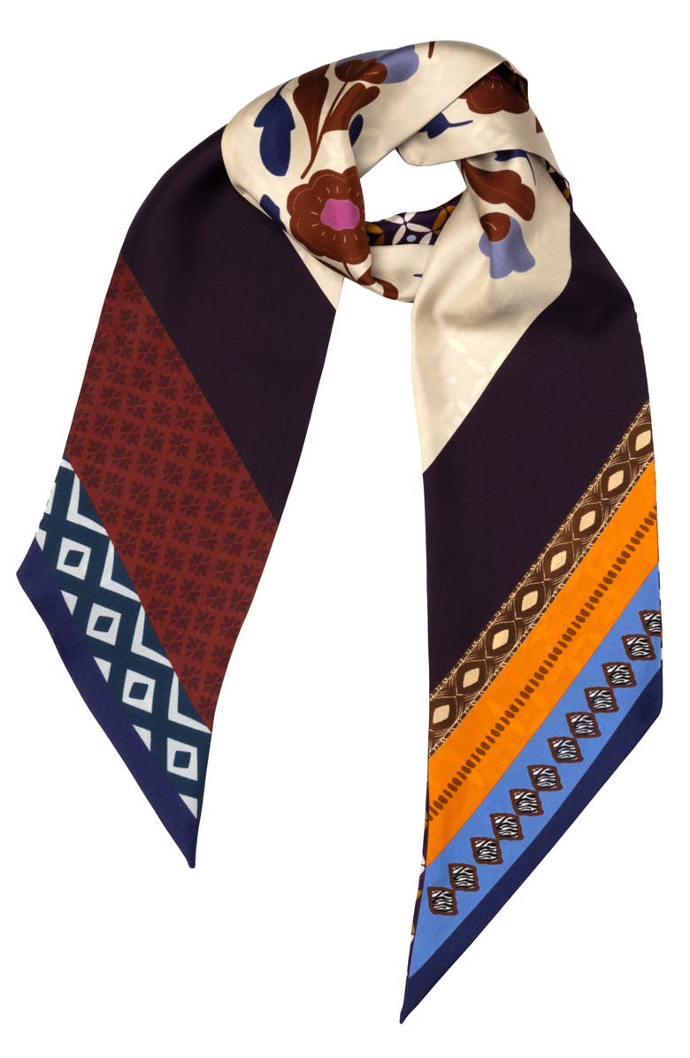 Elizabetta Pamela - Skinny Silk Scarf, Main, color, Plum