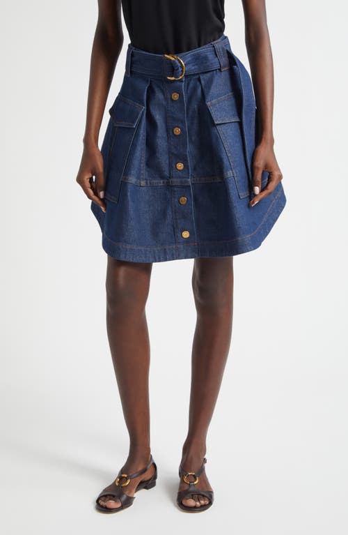 Zimmermann Belted Denim Cargo Miniskirt In Blue