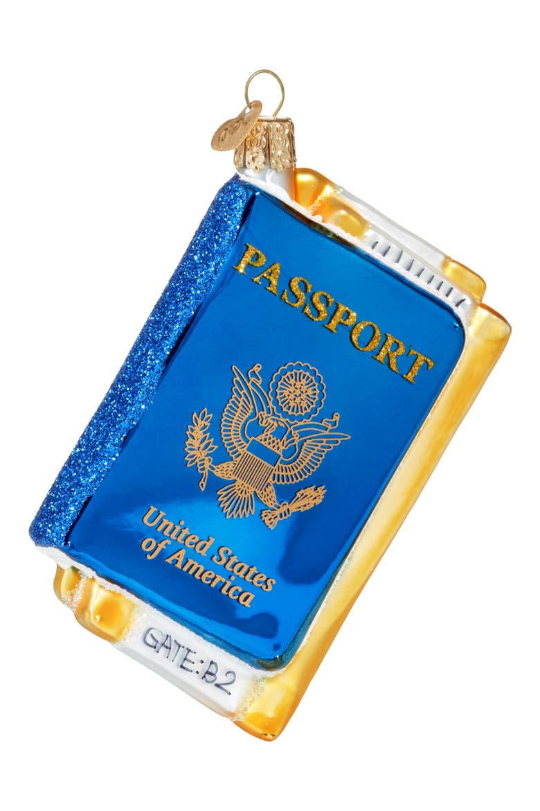 Passport Glass Ornament, Alternate, color, BLUE/ BLACK/ GOLD