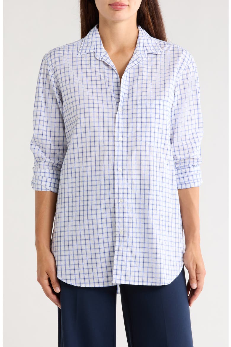 Boyfriend Button-Up Shirt, Main, color, WASHED BLUE WINDOWPANE