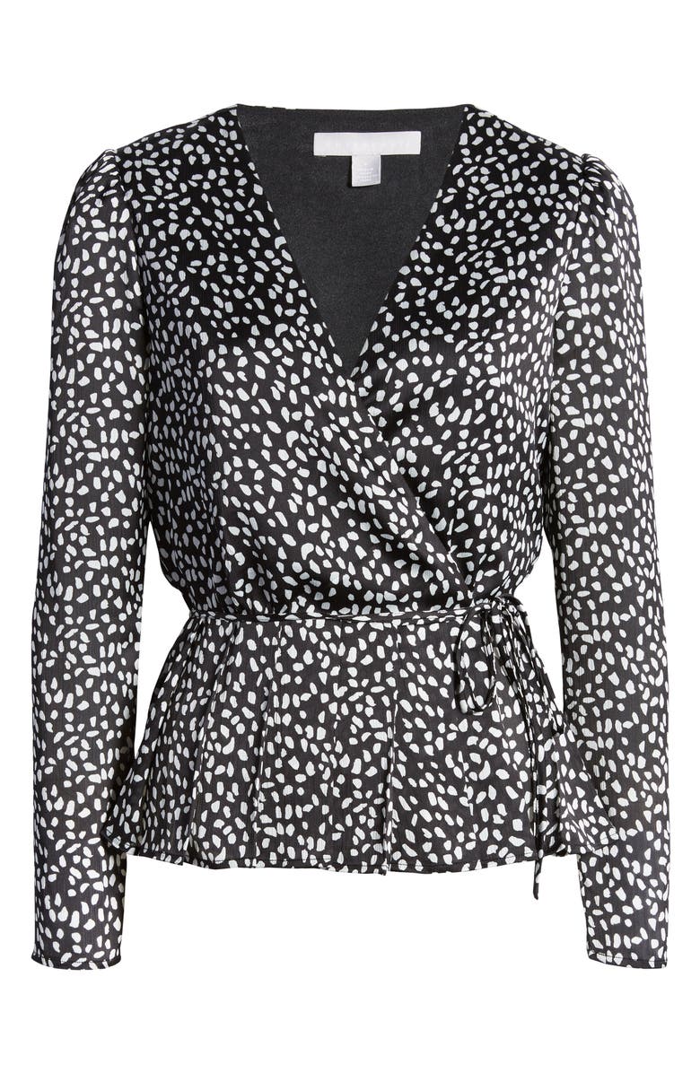 Chelsea28 Long Sleeve Pleated Wrap Top, Alternate, color,