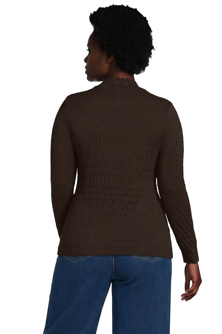 Plus Size Long Sleeve Brushed Lace Mock Neck Top, Alternate, color, Rich Coffee