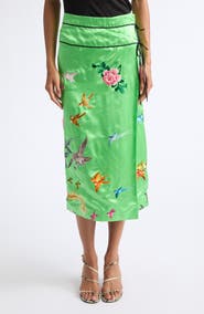CONNER IVES Demi-Couture Reconstituted Embroidered Silk Wrap Skirt