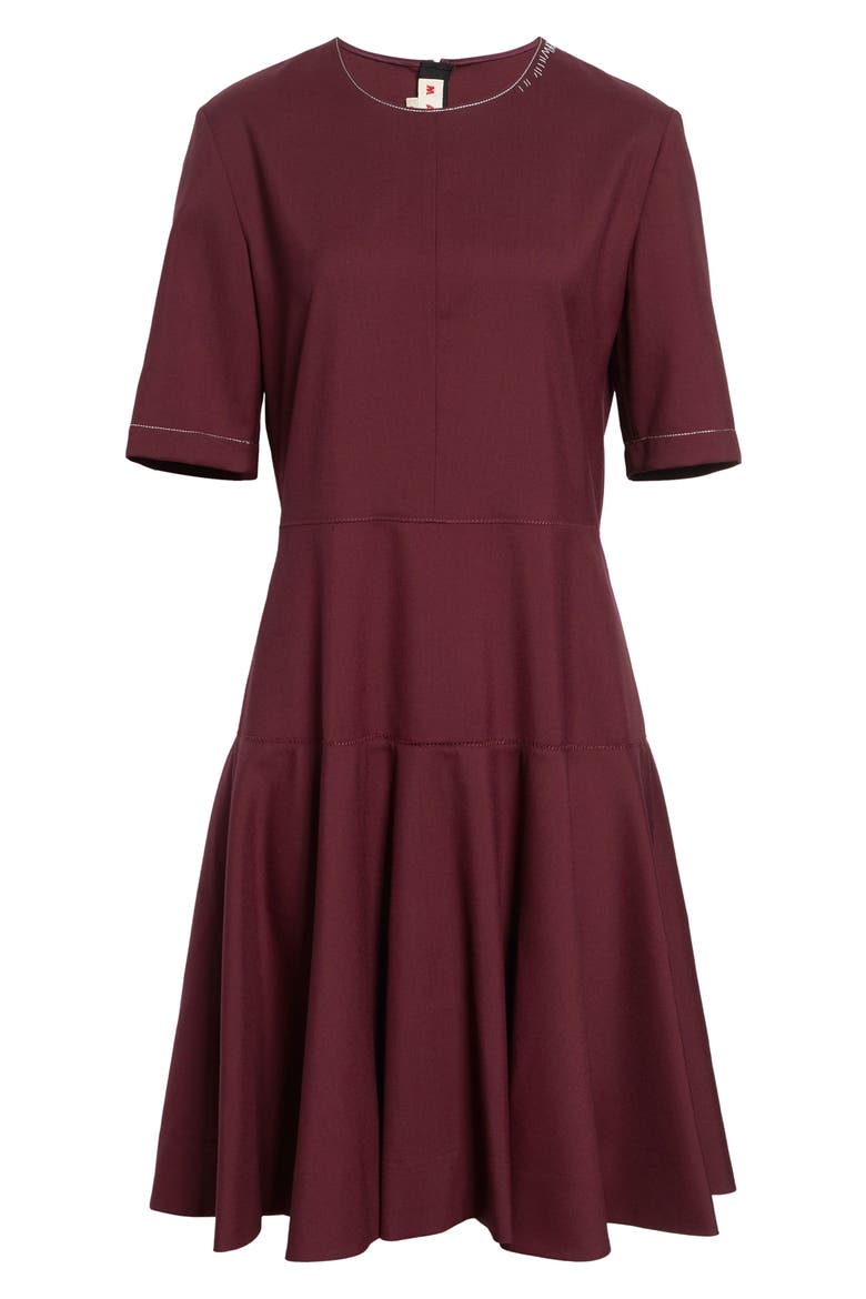 Mending Embroidery Midi Dress, Alternate, color, 00R97DARK BURGUNDY