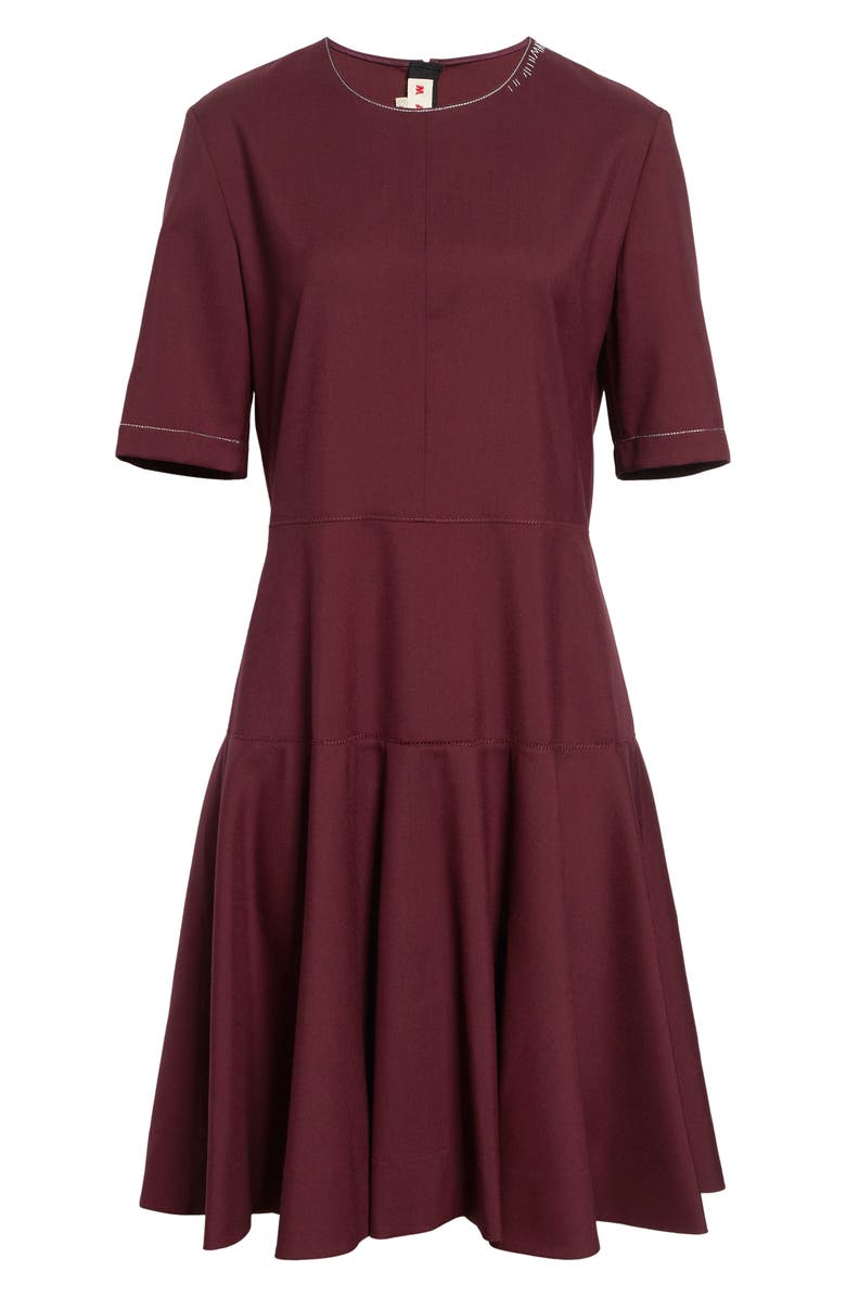 Marni Mending Embroidery Midi Dress, Main, color, 00R97dark Burgundy