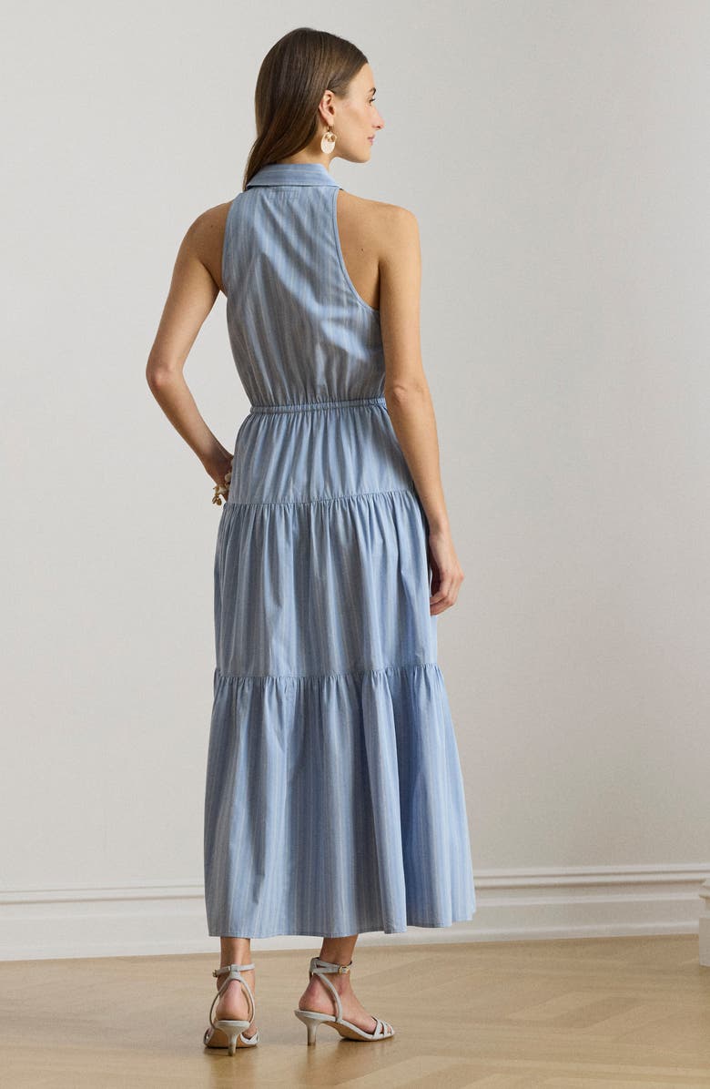 Lauren Ralph Lauren STripe Cotton Broadcloth Sleeveless Tiered Shirtdress, Alternate, color, Blue/ White Multi