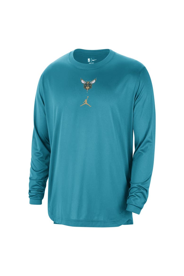 Men's Jordan Brand Teal Charlotte Hornets 2023/24 City Edition Authentic Pregame Performance Long Sleeve Shooting T-Shirt, Alternate, color, Teal