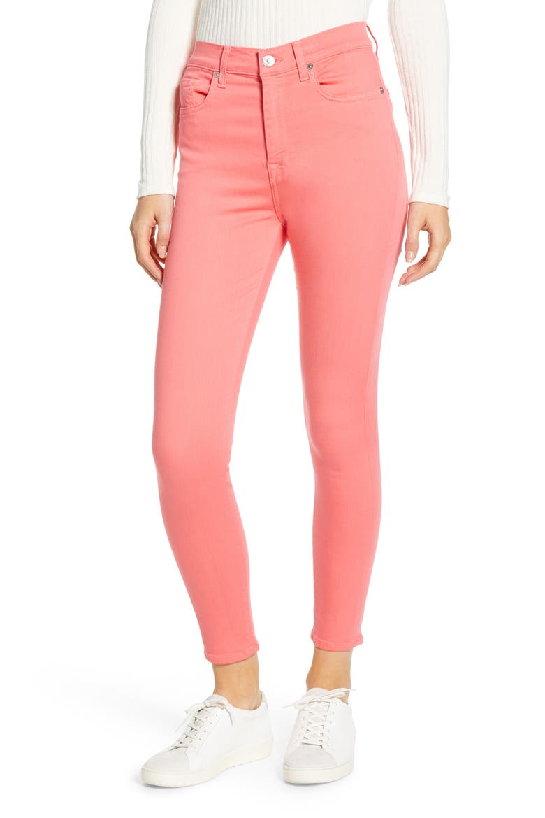 7 For All Mankind® High Waist Ankle Skinny Jeans, Main, color, SUNSETCORL