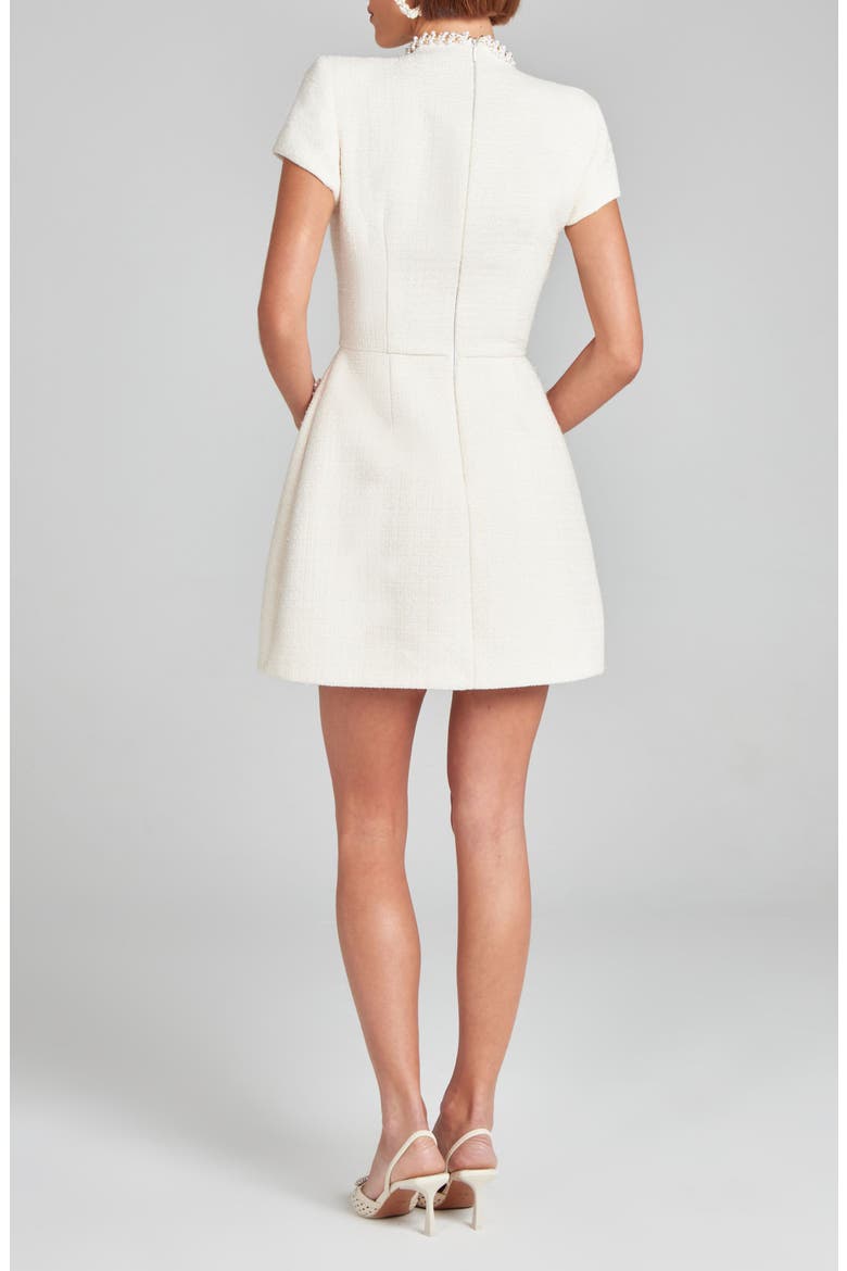 Simone Embellished Trim Shimmer Tweed Minidress, Alternate, color, CREAM