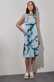 Ming Wang A-Line Abstract Soft Knit Dress