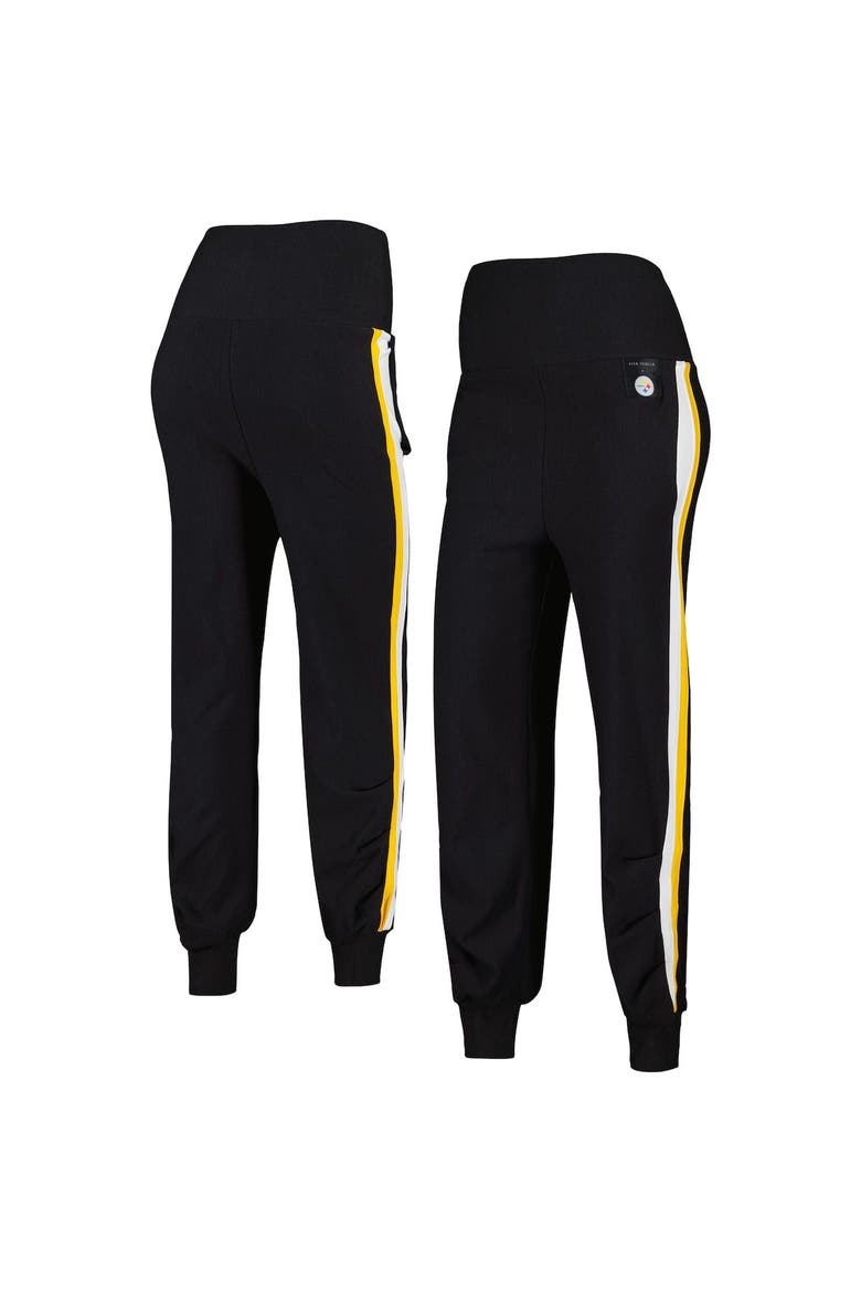 Women's KIYA TOMLIN Black Pittsburgh Steelers Stripe Tri-Blend Joggers, Alternate, color, Black