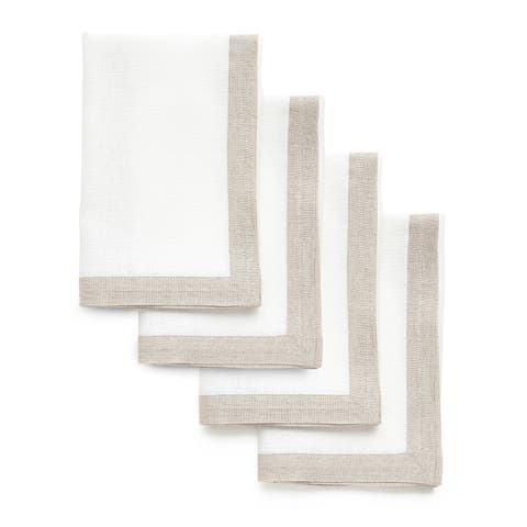 Linen Dinner Napkins Set of 4, 20 x 20 Inch for Dining Table, Holiday and Everyday Table Decor - Classic