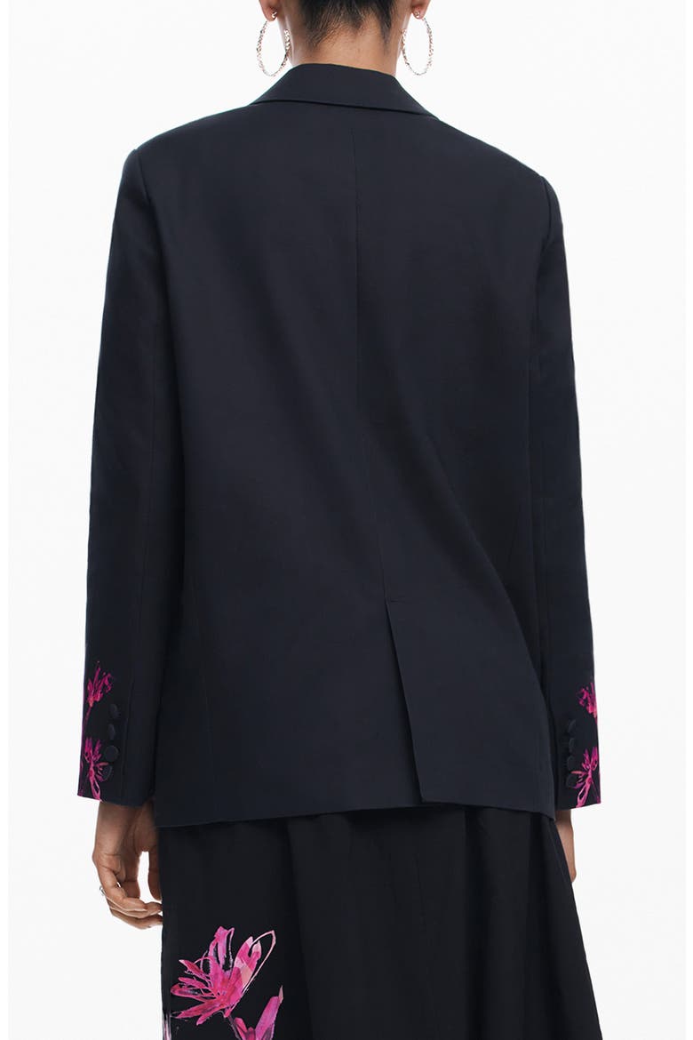 Lirios Floral Print Longline Blazer, Alternate, color, BLACK