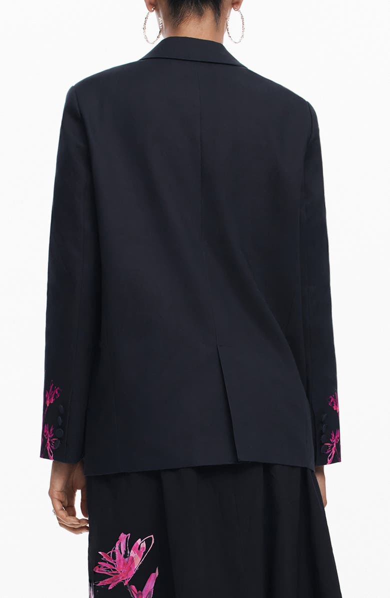 Desigual Lirios Floral Print Longline Blazer, Alternate, color, 