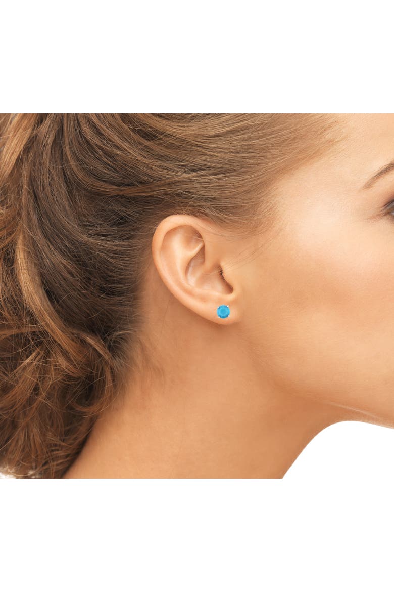 Sterling Silver Created Turquoise Earrings, Alternate, color, Silver