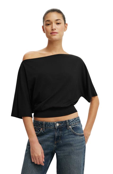 Women's Sage Off Shoulder Short Sleeve