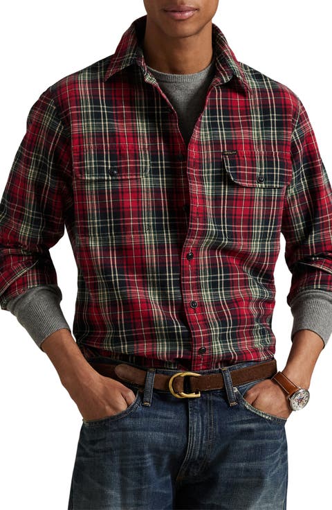 Classic Fit Plaid Cotton Oxford Workshirt