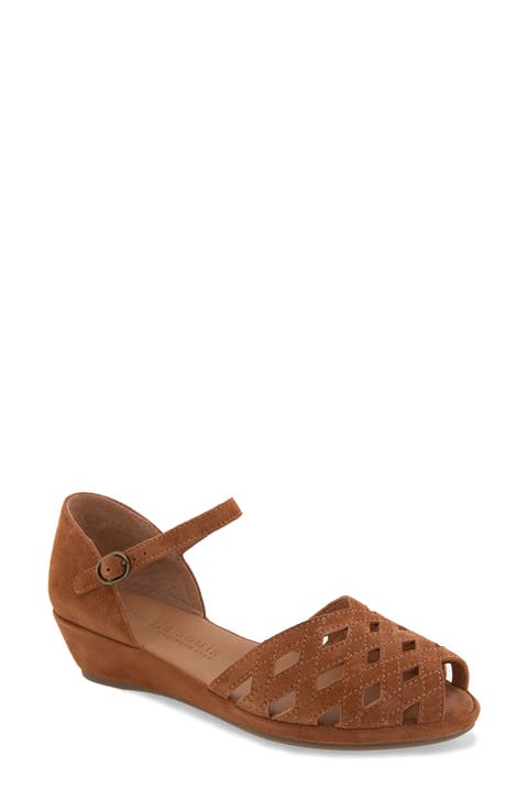Loren Ankle Strap Peep Toe Wedge Sandal (Women)