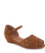 Gentle Souls Loren Ankle Strap Peep Toe Wedge Sandal