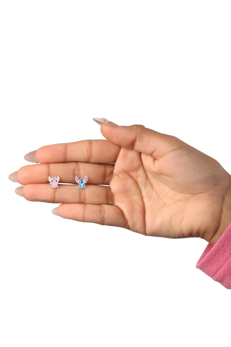 Stitch and Angel Mismatched Stud Earrings, Sterling Silver, Alternate, color, Silver
