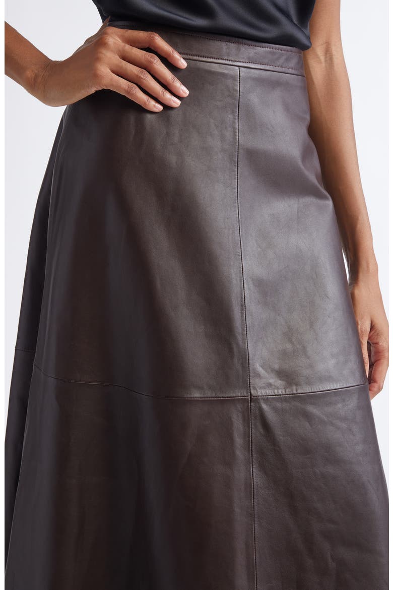 Soft Luxe Napa Leather A-Line Midi Skirt, Alternate, color, MAHOGANY