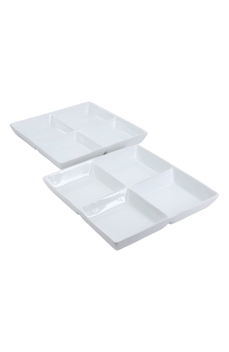 BIA Cordon Bleu Set of 2 4-Compartment Serving Dishes, Main, color, White