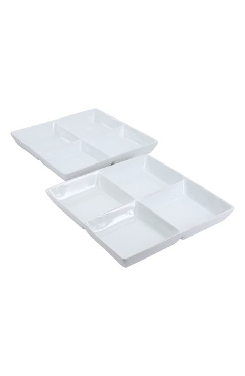 Set of 2 4-Compartment Serving Dishes