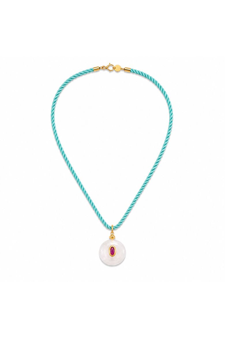 Verde Rose Silk Cord Necklace, Main, color, Blue