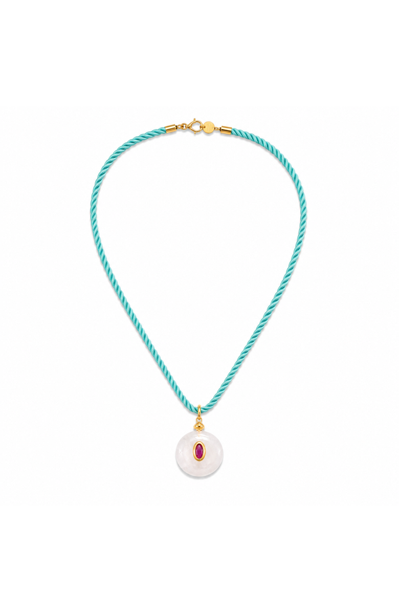 Erin McDermott Jewelry Verde Rose Silk Cord Necklace, Main, color, Blue