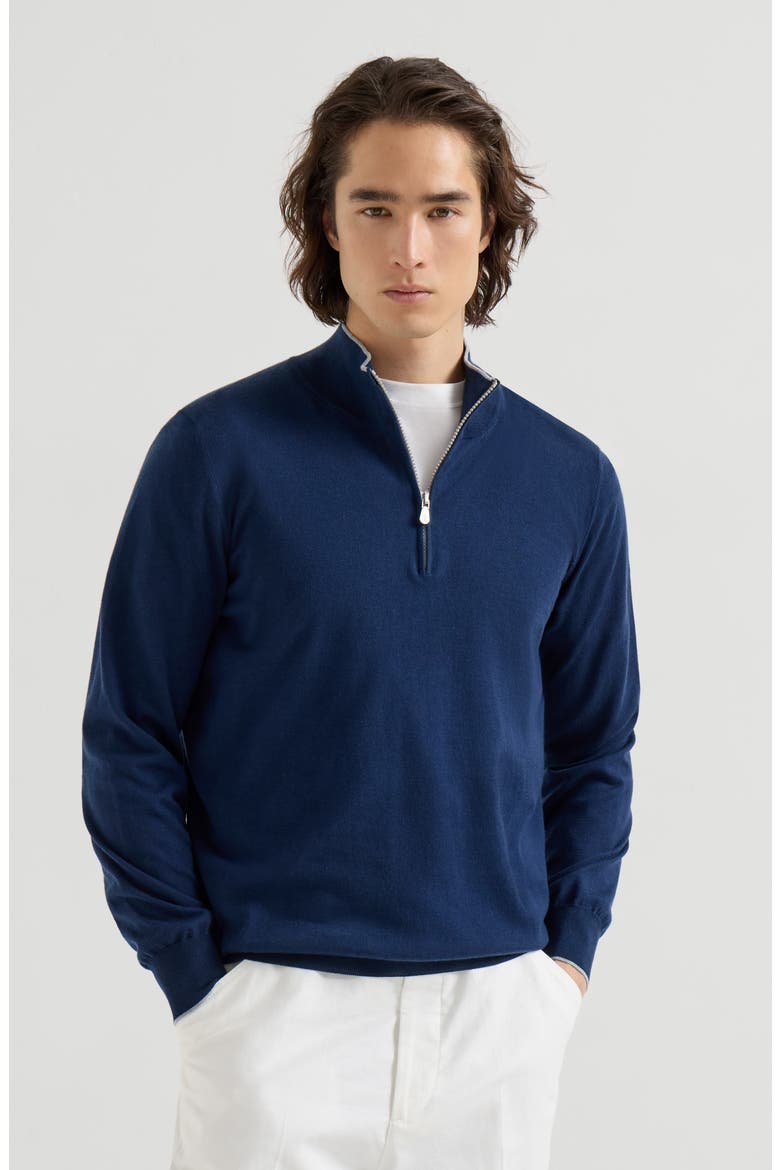 Cotton and cashmere lightweight sweater, Main, color, Avio Blue