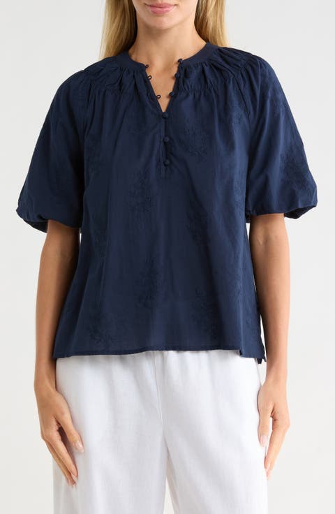 Embroidered Puff Sleeve Top
